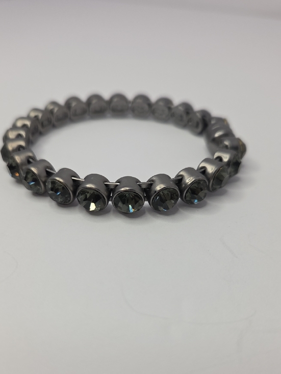 Plunder Jewelry - Plunder Magnetic Bracelet Gunmetal With Dark Green/Gray Rhinestones Size 7